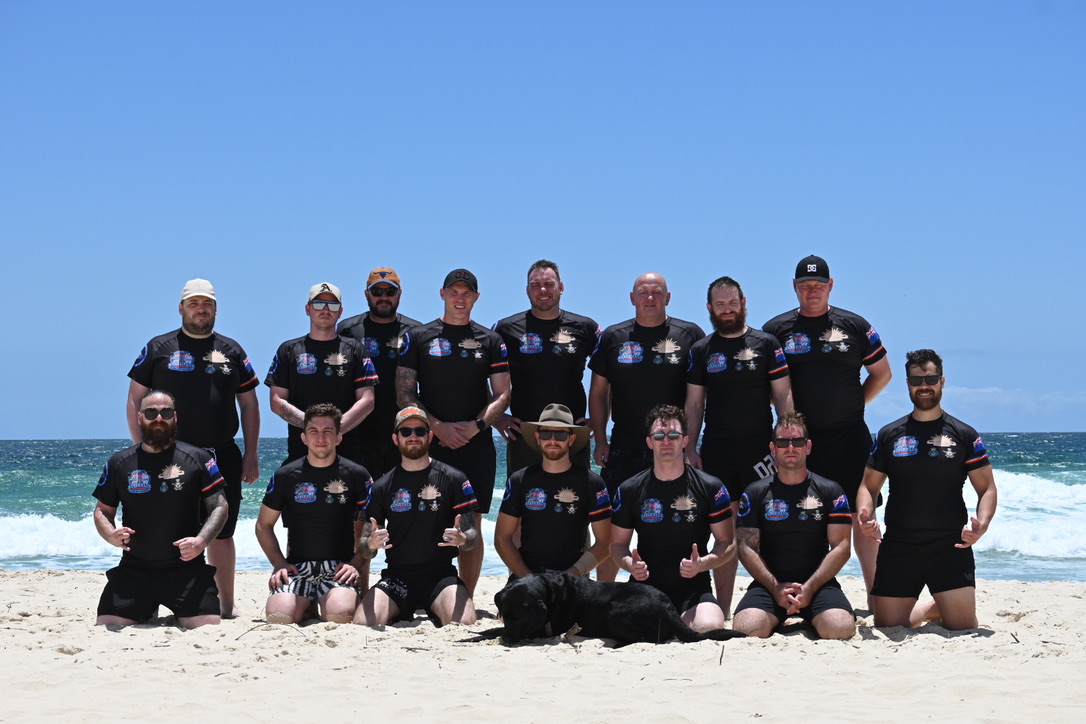Veterans group photo on the beach